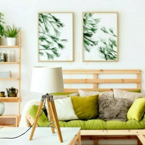 Jelölje be RENDL ALVIS/AMBITUS 30 asztali lámpa, Ø 36 x 64 cm, fehér polycotton búra, bambusz talp, E27 max 15 W