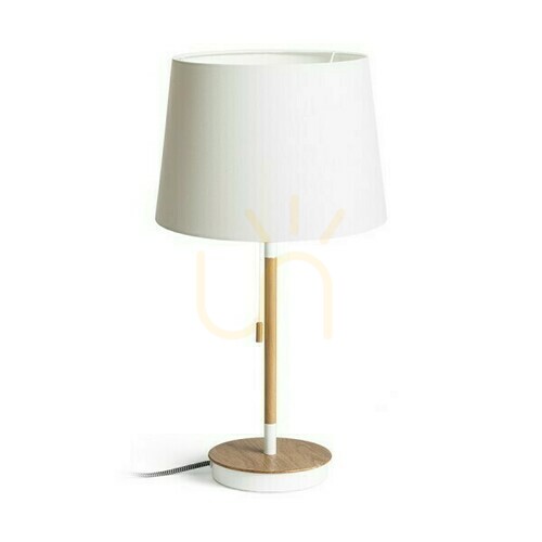 Jelölje be Keith/Ambitus asztali lámpa 30 Usb Polycotton fehér/Bükk 230 V Led E27 11 W.