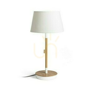 Asztali lámpa Keith/Alvis 24 Usb krémfehér bükk 230 V Led E27 7 W. small 0