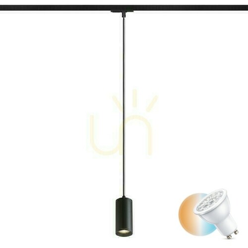 Jelölje be Belenos függőlámpa akár 1 fázisig. Rails Fekete 230 V Led Gu10 9 W.