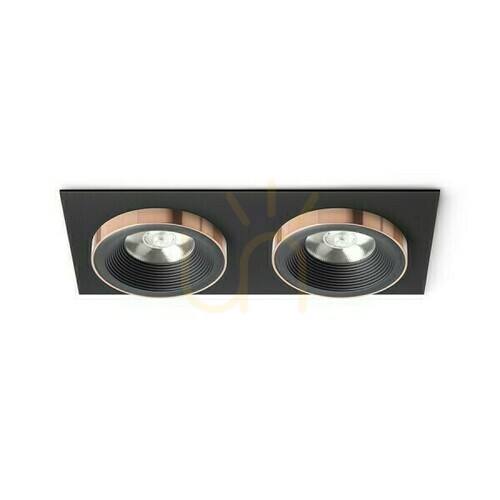 Jelölje be Sharm Sq Ii Fekete/Fekete Réz süllyesztett lámpatest 230 V Led 2x10 W 24° 3000 K
