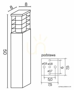 Kültéri postafény SU-MA RADO II 2 BL fekete 50 cm E27 18W small 4