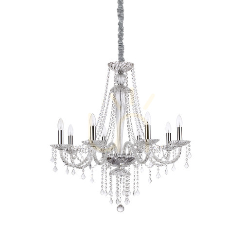 Jelölje be Függőlámpa Ideallux Amadeus SP8 króm átlátszó kristály 80 cm 168777