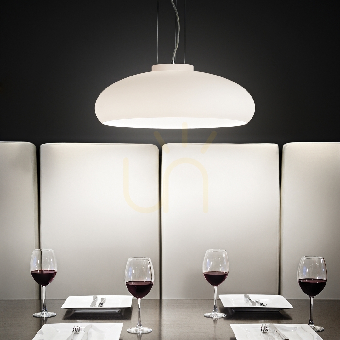Kilátás Függőlámpa Ideallux ARIA SP1 fehér savmart üveg 49,5 cm 059679 Függőlámpa Ideallux ARIA SP1 fehér savmart üveg 49,5 cm 059679