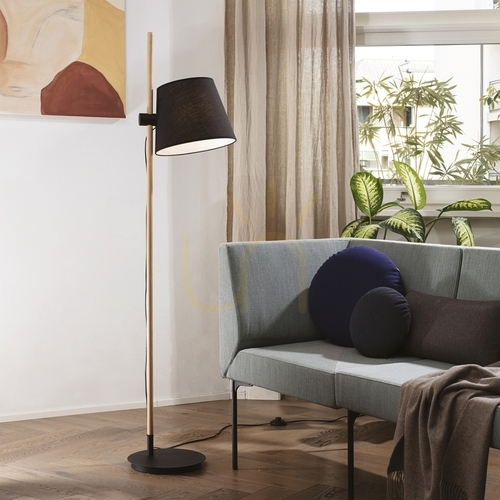 Jelölje be Állólámpa Ideallux AXEL PT1 NERO fekete fa-szövet E27 168 cm 282084