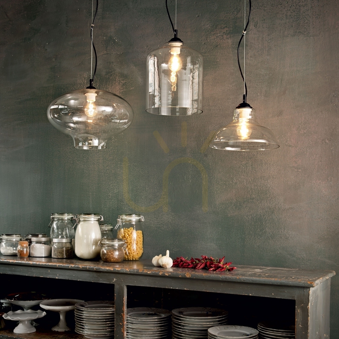 Kilátás Függőlámpa Ideallux Bistro SP1 Plate Fumé fekete üveg E27 28 cm 112343 Függőlámpa Ideallux Bistro SP1 Plate Fumé fekete üveg E27 28 cm 112343