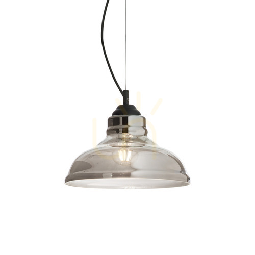 Jelölje be Függőlámpa Ideallux Bistro SP1 Plate Fumé fekete üveg E27 28 cm 112343