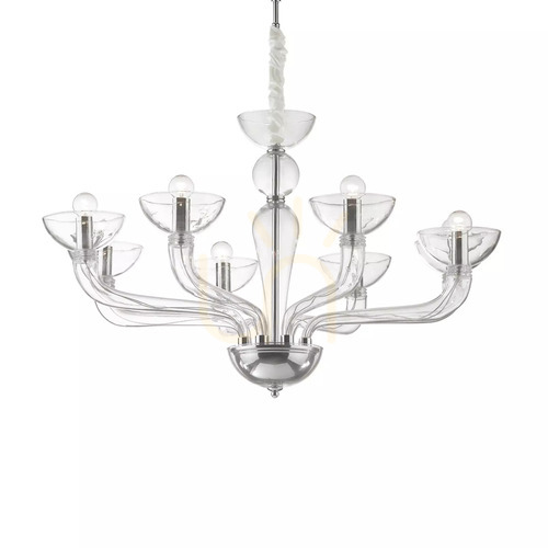 Jelölje be Függőlámpa Ideallux CASANOVA SP8 Trasparente átlátszó króm 8xE14 044255