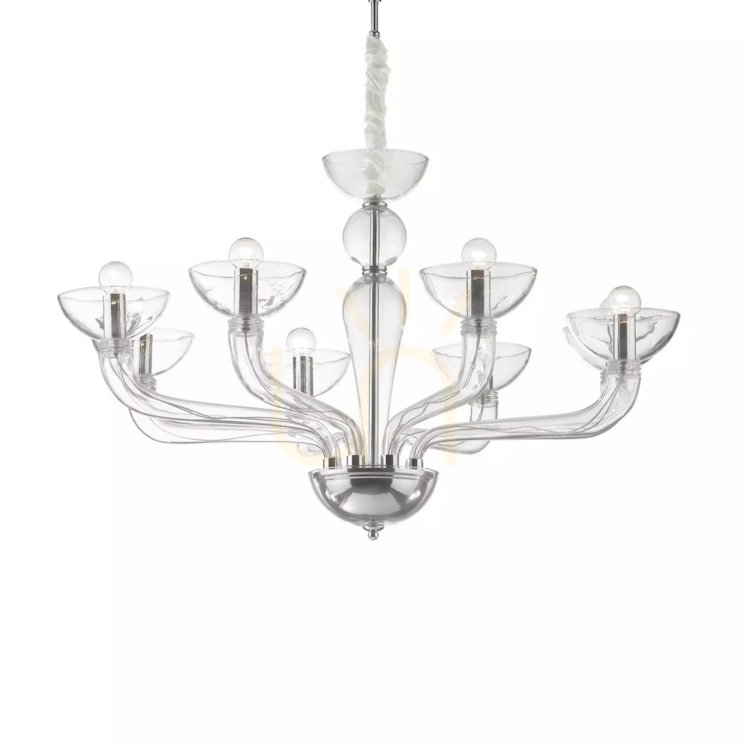 Kilátás Függőlámpa Ideallux CASANOVA SP8 Trasparente átlátszó króm 8xE14 044255 Függőlámpa Ideallux CASANOVA SP8 Trasparente átlátszó króm 8xE14 044255