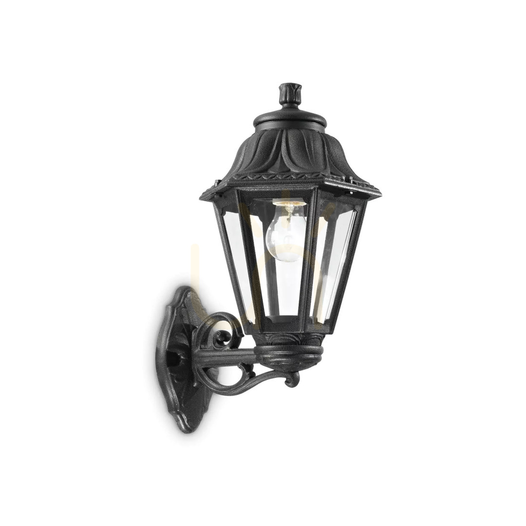 Kilátás Kültéri fali lámpa Ideallux DAFNE AP1 BIG NERO fekete E27 101491 Kültéri fali lámpa Ideallux DAFNE AP1 BIG NERO fekete E27 101491