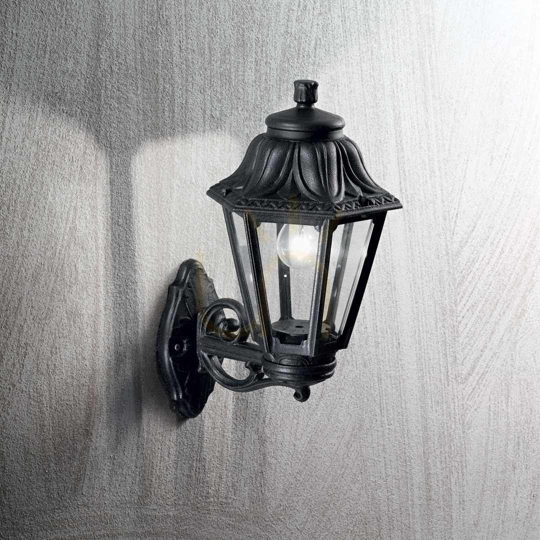 Kijelző Kültéri fali lámpa Ideallux DAFNE AP1 BIG NERO fekete E27 101491 Kültéri fali lámpa Ideallux DAFNE AP1 BIG NERO fekete E27 101491