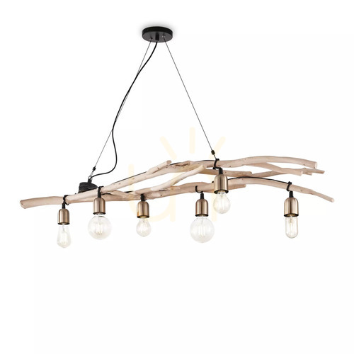 Jelölje be Függőlámpa Ideallux Driftwood SP6 fa 6xE27 140 cm 180922
