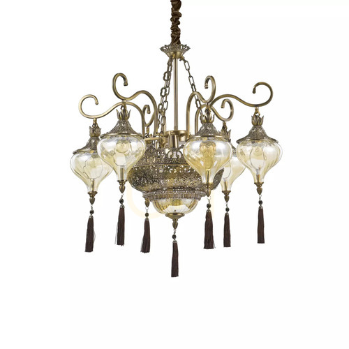 Jelölje be Függőlámpa Ideallux HAREM SP9 pezsgő/sárgaréz 9xE27 75 cm 116006