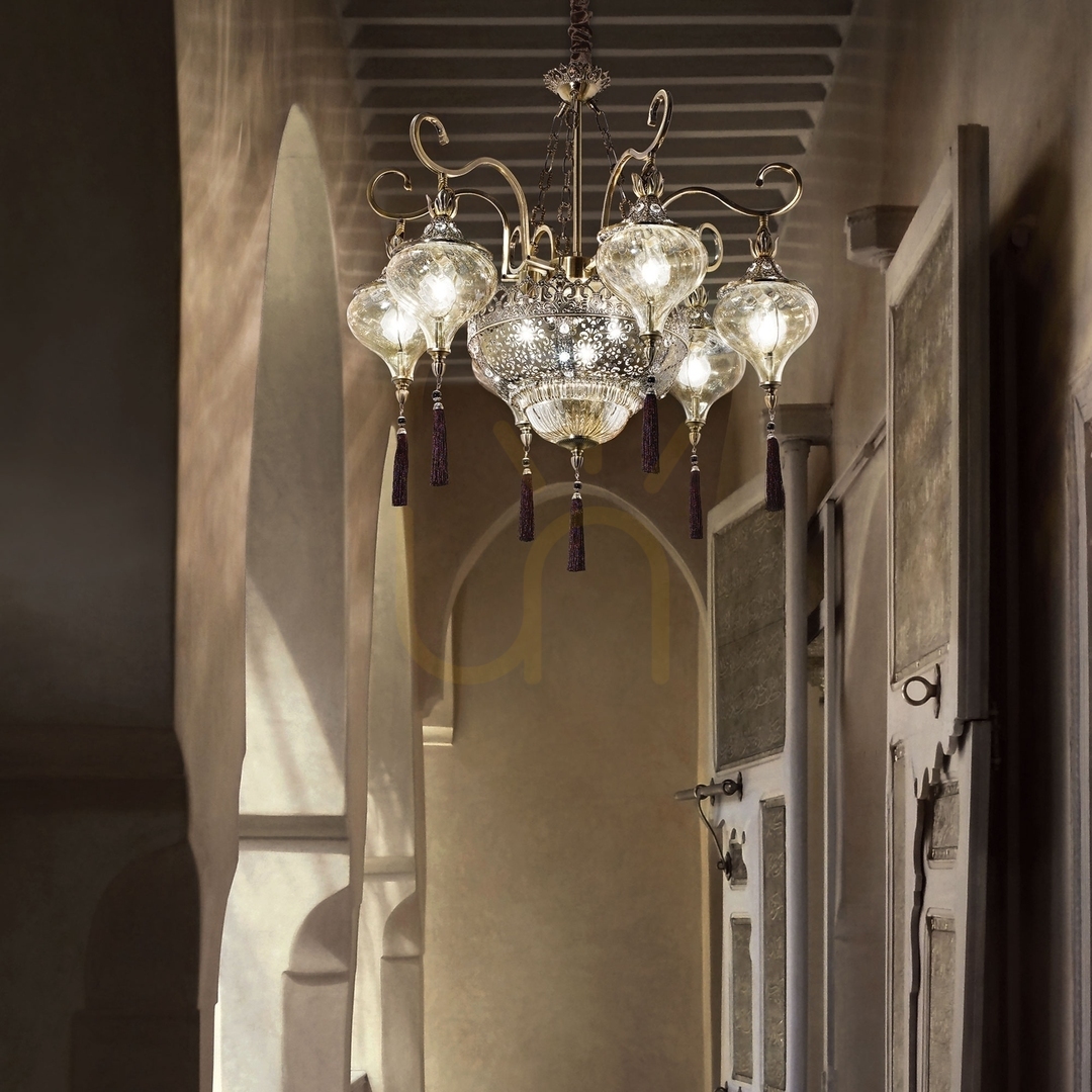 Előnézet Függőlámpa Ideallux HAREM SP9 pezsgő/sárgaréz 9xE27 75 cm 116006 Függőlámpa Ideallux HAREM SP9 pezsgő/sárgaréz 9xE27 75 cm 116006