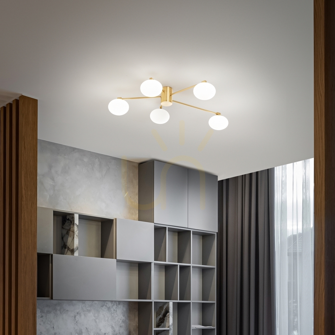 Kilátás Plafon Ideallux HERMES PL5 D60 Bianco fehér G9 5x28W 322698 Plafon Ideallux HERMES PL5 D60 Bianco fehér G9 5x28W 322698
