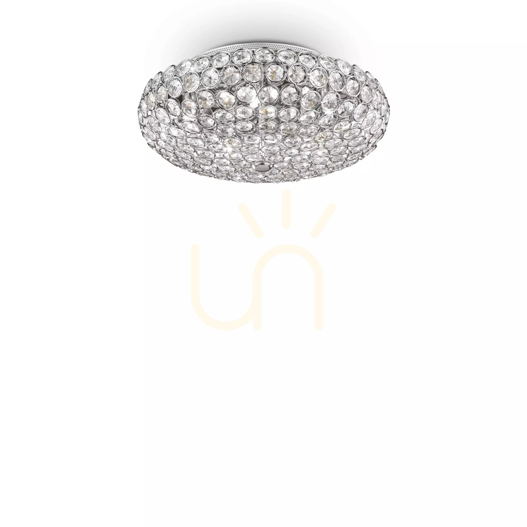 Kilátás Plafonlámpa Ideallux KING PL5 CROMO króm kristály 5xG9 075419 Plafonlámpa Ideallux KING PL5 CROMO króm kristály 5xG9 075419