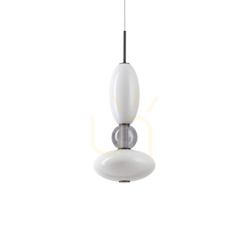 Jelölje be Függőlámpa Ideallux Lumiere 1 SP fekete-fehér üveg LED 27W 28 cm 314143