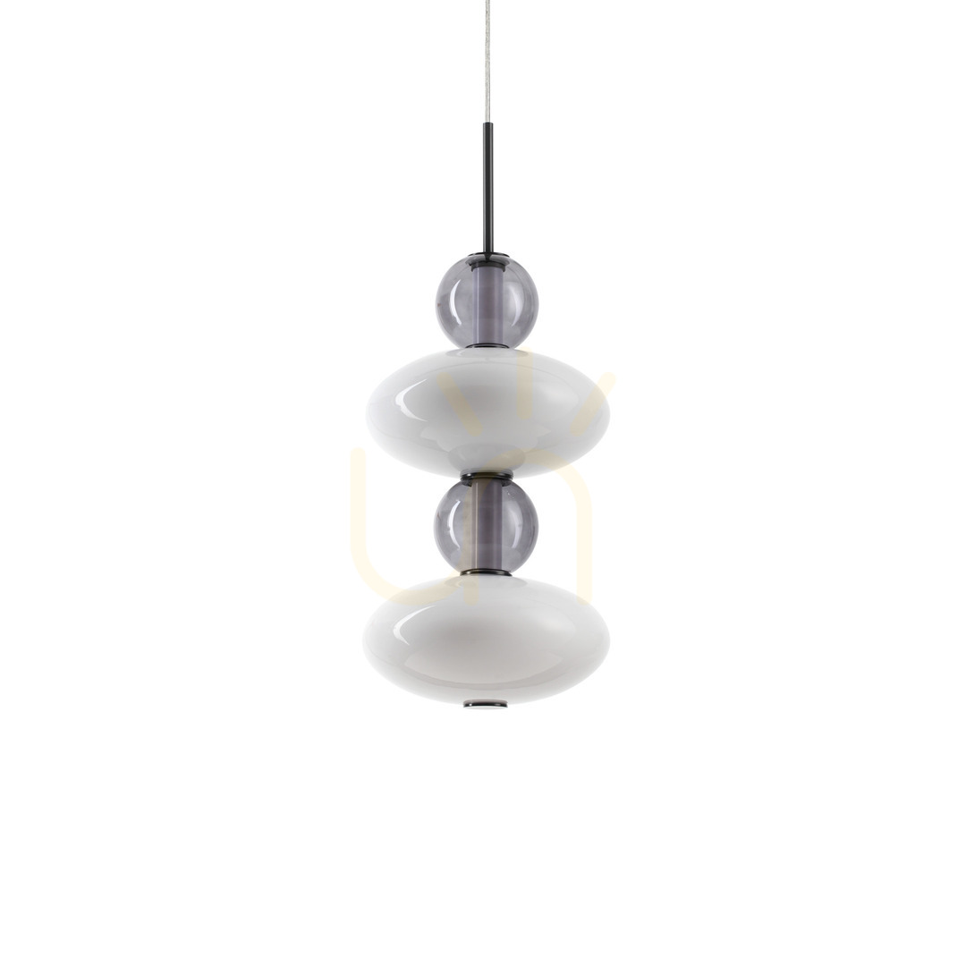 Jelölje be Függőlámpa Ideallux Lumiere-2 SP fekete-fehér üveg LED 34W 28 cm 314167 Függőlámpa Ideallux Lumiere-2 SP fekete-fehér üveg LED 34W 28 cm 314167