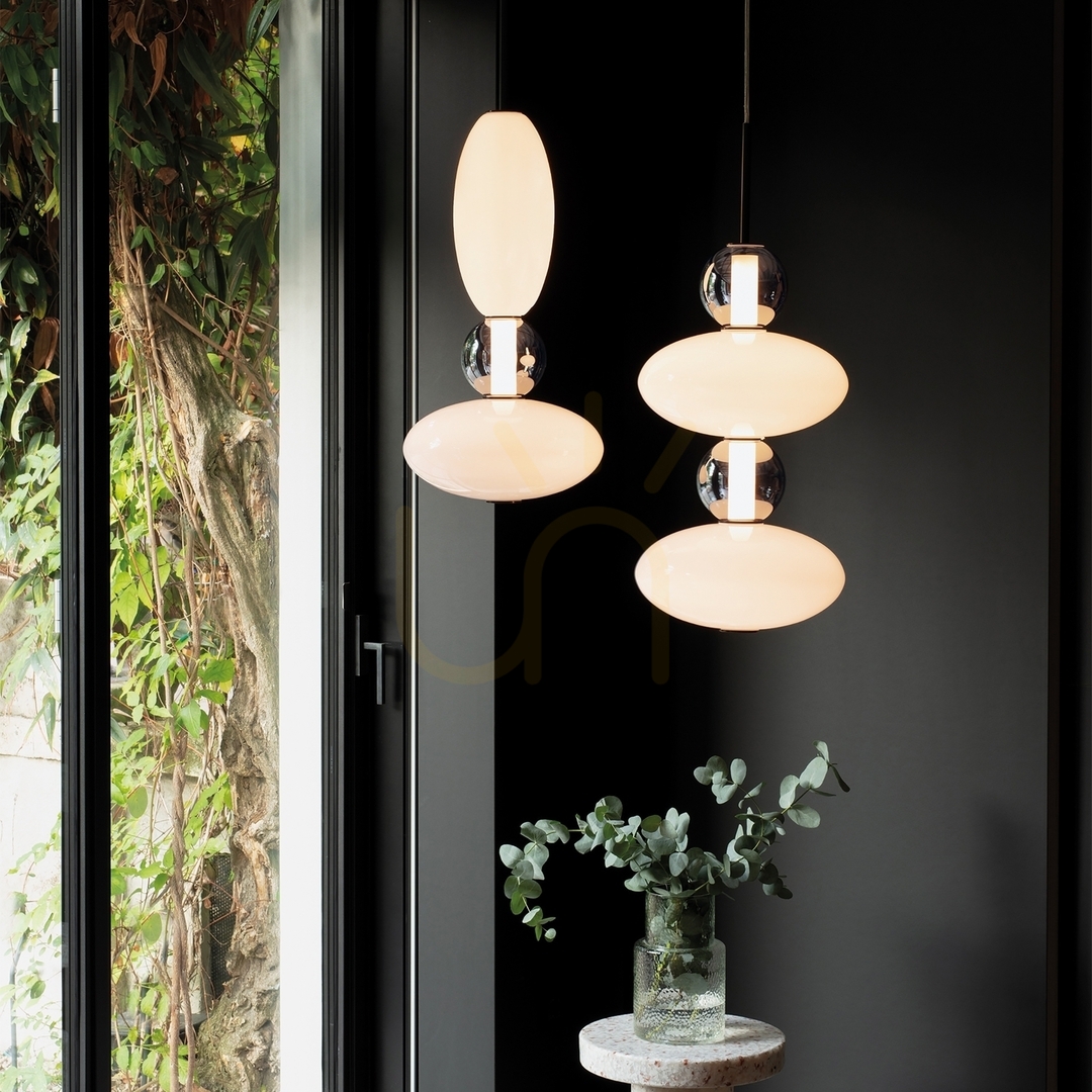 Kilátás Függőlámpa Ideallux Lumiere-3 SP fekete üveg LED 39W 16 cm 314174 Függőlámpa Ideallux Lumiere-3 SP fekete üveg LED 39W 16 cm 314174