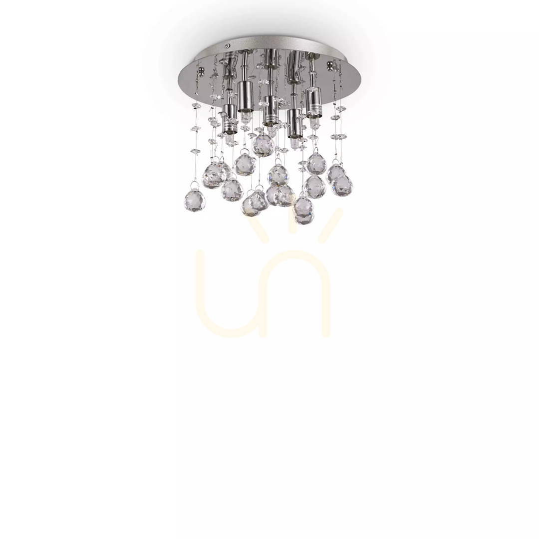 Kilátás Plafonlámpa Ideallux Moonlight PL5 króm kristály 5xG9 094649 Plafonlámpa Ideallux Moonlight PL5 króm kristály 5xG9 094649