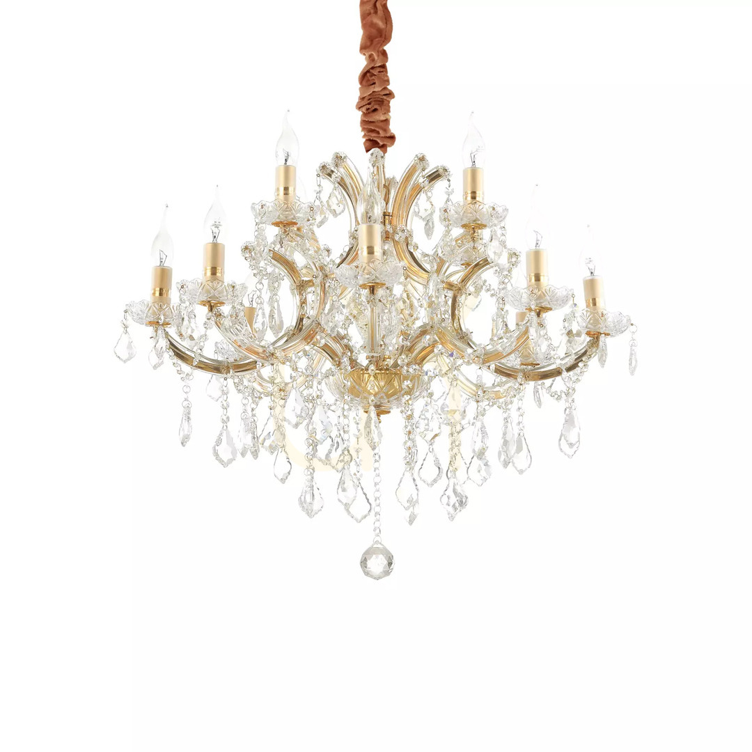 Kilátás Függőlámpa Ideallux Napoleon SP12 Oro arany kristály 12xE14 74 cm 167404 Függőlámpa Ideallux Napoleon SP12 Oro arany kristály 12xE14 74 cm 167404