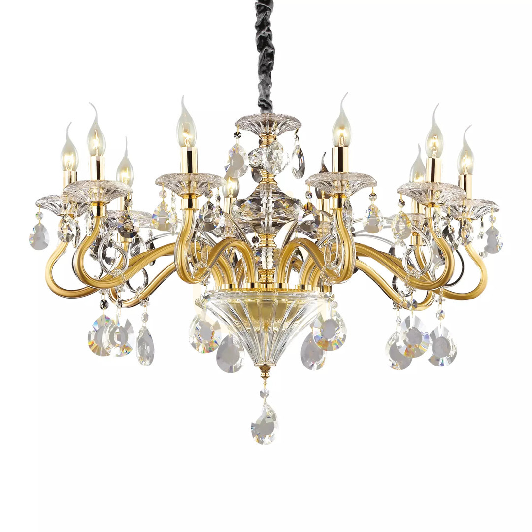 Kilátás Függőlámpa Ideallux Negresco SP10 ORO arany kristály 10xE14 85 cm 087771 Függőlámpa Ideallux Negresco SP10 ORO arany kristály 10xE14 85 cm 087771
