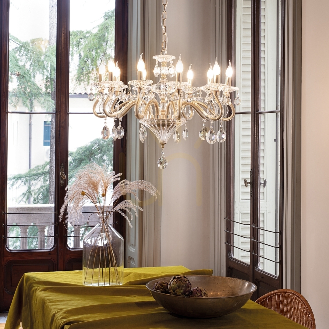 Előnézet Függőlámpa Ideallux Negresco SP10 ORO arany kristály 10xE14 85 cm 087771 Függőlámpa Ideallux Negresco SP10 ORO arany kristály 10xE14 85 cm 087771