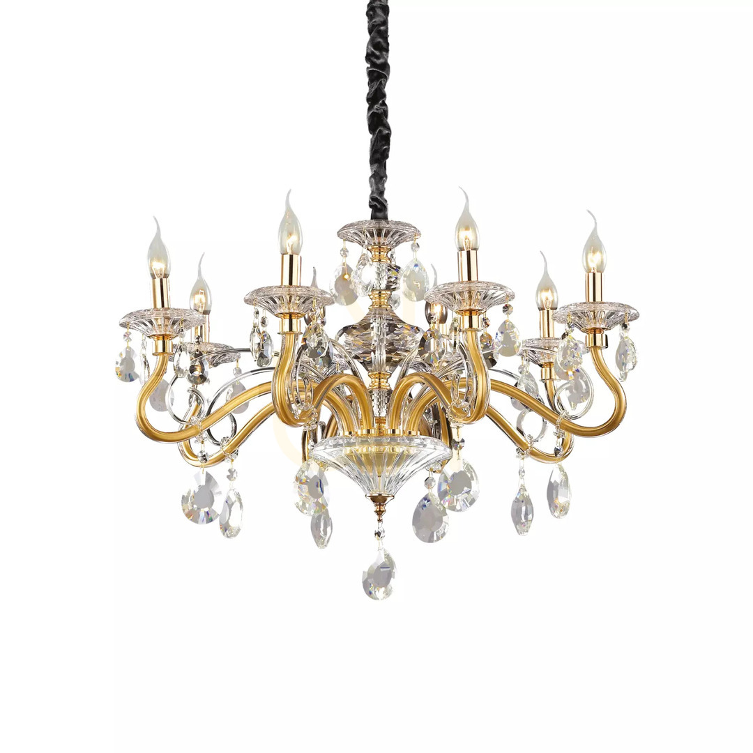 Kilátás Függőlámpa Ideallux Negresco SP8 Oro arany kristály 8xE14 087764 Függőlámpa Ideallux Negresco SP8 Oro arany kristály 8xE14 087764
