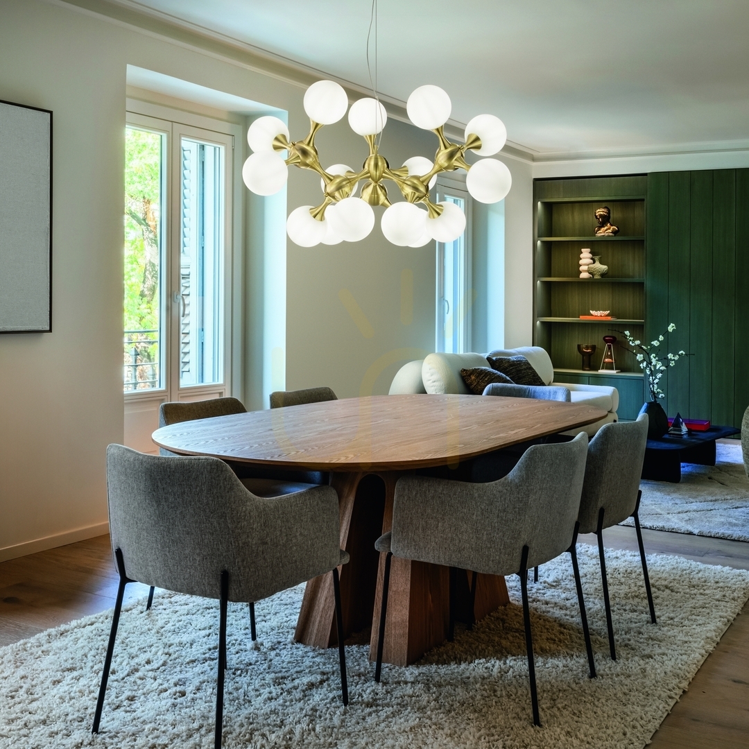 Előadás Függőlámpa Ideallux NODI SP15 241012 sárgaréz 15 búrás E14 105 cm Függőlámpa Ideallux NODI SP15 241012 sárgaréz 15 búrás E14 105 cm