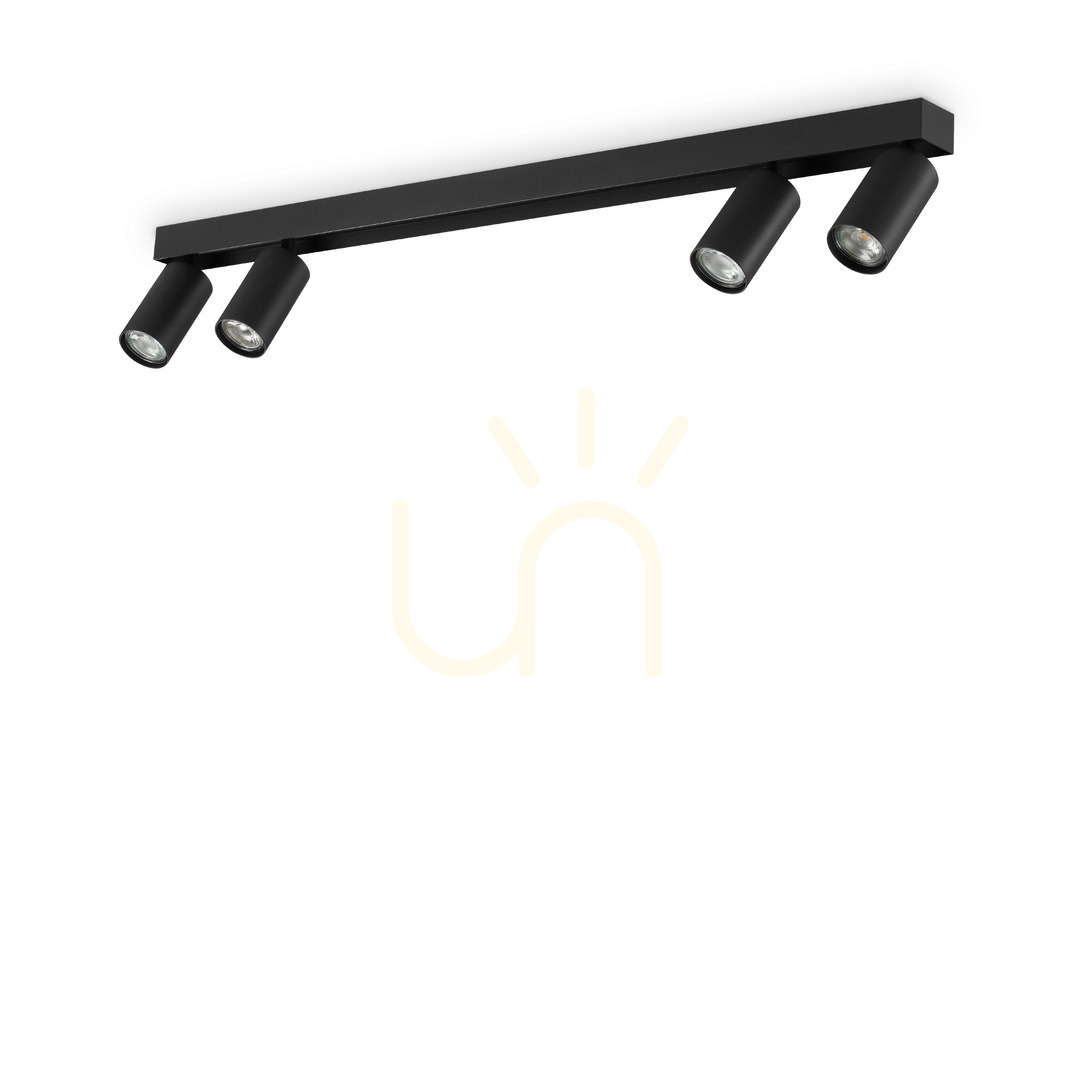Kilátás Plafon lámpa Ideallux Profilo PL4 Nero fekete 4xGU10 90 cm 328195 Plafon lámpa Ideallux Profilo PL4 Nero fekete 4xGU10 90 cm 328195