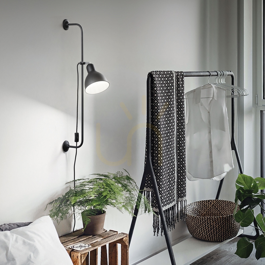 Előnézet Fali lámpa Ideallux SHOWER AP1 fekete fém E27 179643 Fali lámpa Ideallux SHOWER AP1 fekete fém E27 179643