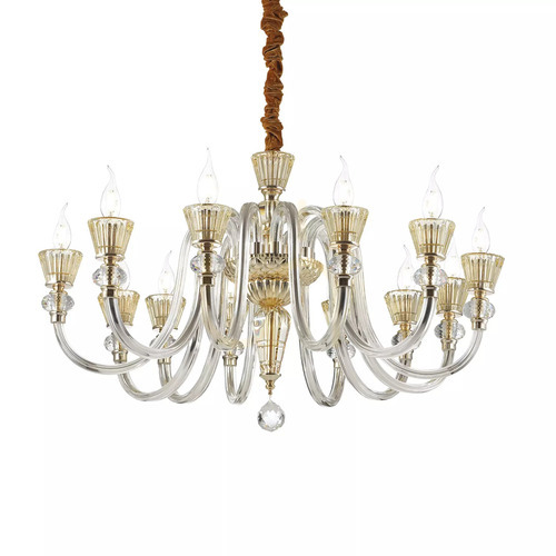 Jelölje be Függőlámpa Ideallux Strauss SP12 arany borostyán üveg 84,5 cm 140612