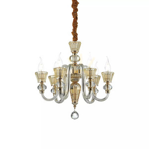 Függőlámpa Ideallux Strauss SP6 arany-amber üveg 6xE14 140605 small 1