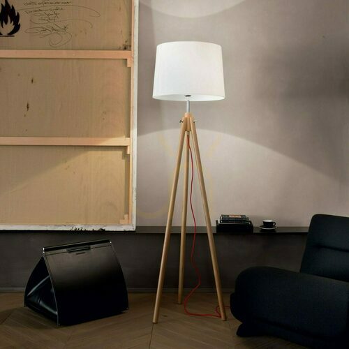 Jelölje be Állólámpa Ideallux YORK PT1 WOOD fa szövet E27 164 cm 089805