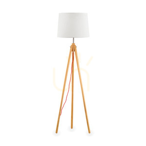 Állólámpa Ideallux YORK PT1 WOOD fa szövet E27 164 cm 089805 small 0