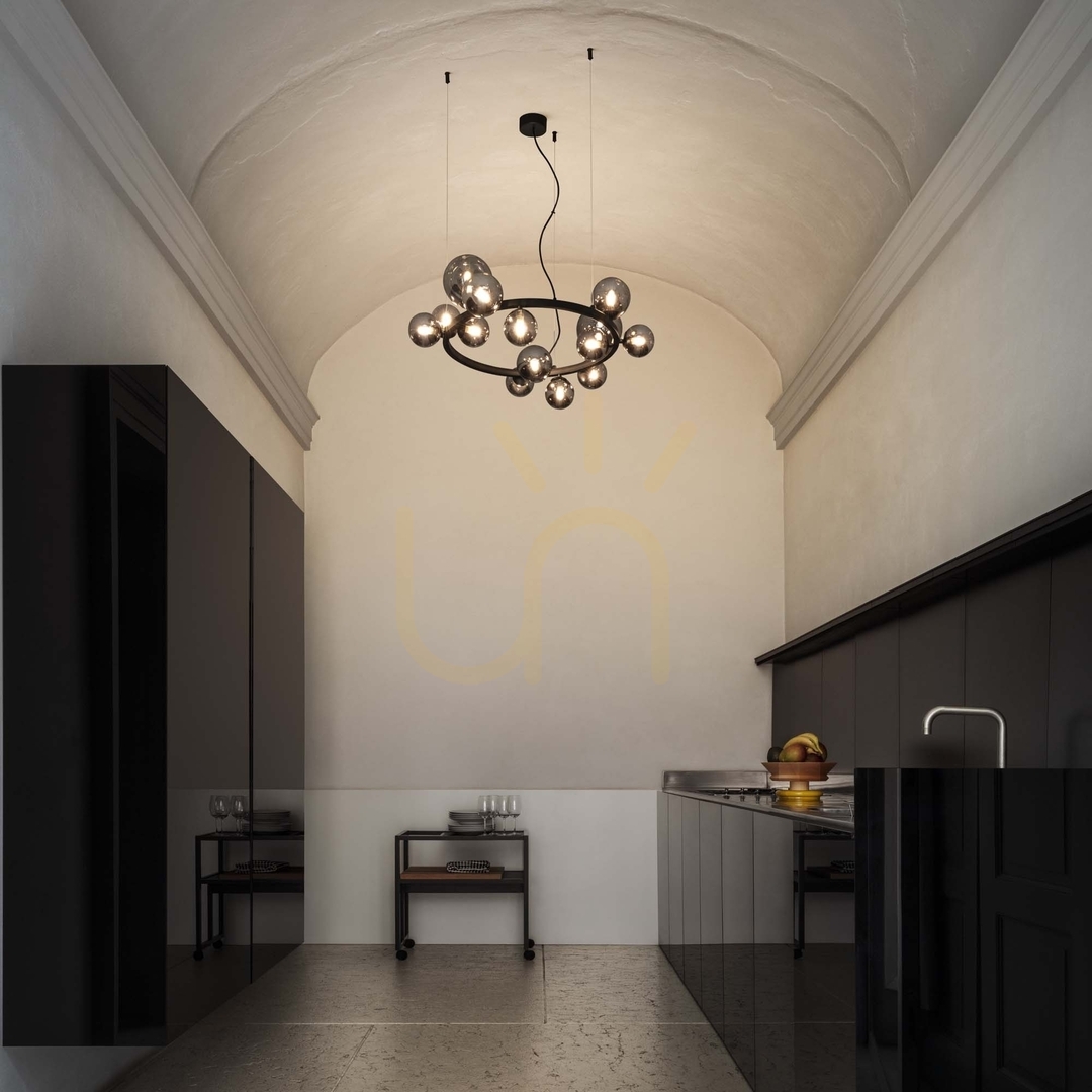Kilátás Függőlámpa Ideallux PERLAGE SP10 Fumé fekete üveg 10xG9 81 cm 271408 Függőlámpa Ideallux PERLAGE SP10 Fumé fekete üveg 10xG9 81 cm 271408