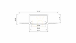 LUMINES Hiro típusú LED profil nyers 1 m small 1