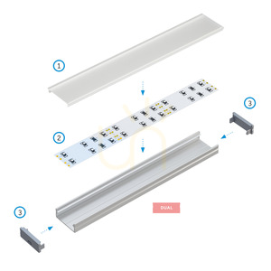 LUMINES DUAL nyers alumínium LED-profil, 1 m small 5