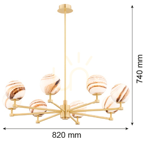 Csillár ARGON Aruba 5067 fehér-bronz sárgaréz üveg E14 8x7W small 6