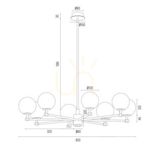 Csillár ARGON Aruba 5067 fehér-bronz sárgaréz üveg E14 8x7W small 7