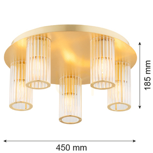 Plafon Argon Hampton átlátszó üveg sárgaréz 5xE14 450 mm 2178 small 5