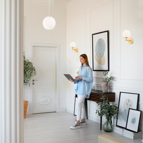 Jelölje be Argon PALOMA 8502 fali lámpa – bordázott opálüveg, szálcsiszolt sárgaréz