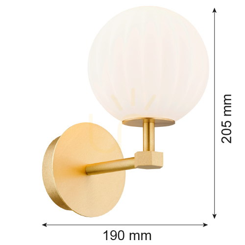 Kilátás Fali lámpa Argon Paloma fehér opál sárgaréz E14 8502 Fali lámpa Argon Paloma fehér opál sárgaréz E14 8502