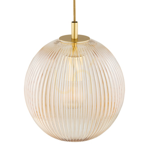ARGON Paloma 6311 függőlámpa, 3 × E27 max 15 W, mézszínű bordázott üveg, csiszolt sárgaréz, 55 × 152,5 cm small 3