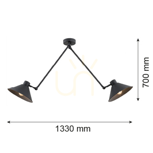 ARGON ALTEA 862 strukturált fekete függőlámpa 2×E27 133 cm small 1