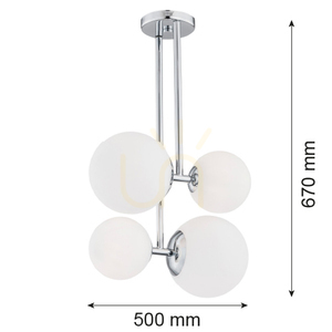 Argon ASPEN 1646 függőlámpa, 4 opálüveg gömb, króm, 4xE27 small 1