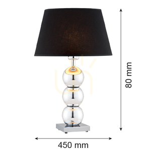 Argon FUDŻI asztali lámpa fekete króm üveg textilbúra E27 55 cm 3622 small 2