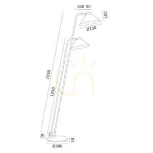 Argon GABIAN állólámpa struktúrált fekete acél 2x E27 168 cm állítható 7075 small 5