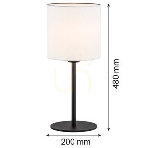 Argon HILARY 4081 asztali lámpa, E27 max. 15 W, fehér búra fekete szerkezeten, zsinórkapcsoló, 48 cm small 1