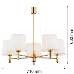 Argon Ponte Plus 2106 krémszínű, sötét sárgaréz 5 ágú E27 csillár small 6